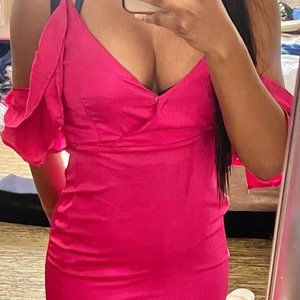Silky, Satin Long Pink Dress For Fancy Events